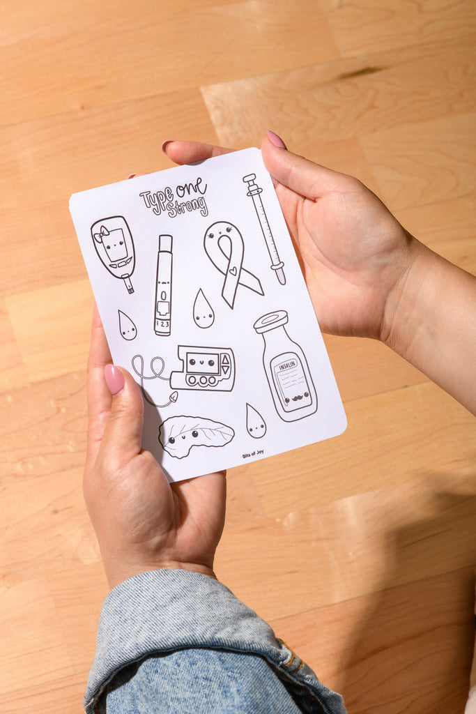 color your own stickers type one diabetes