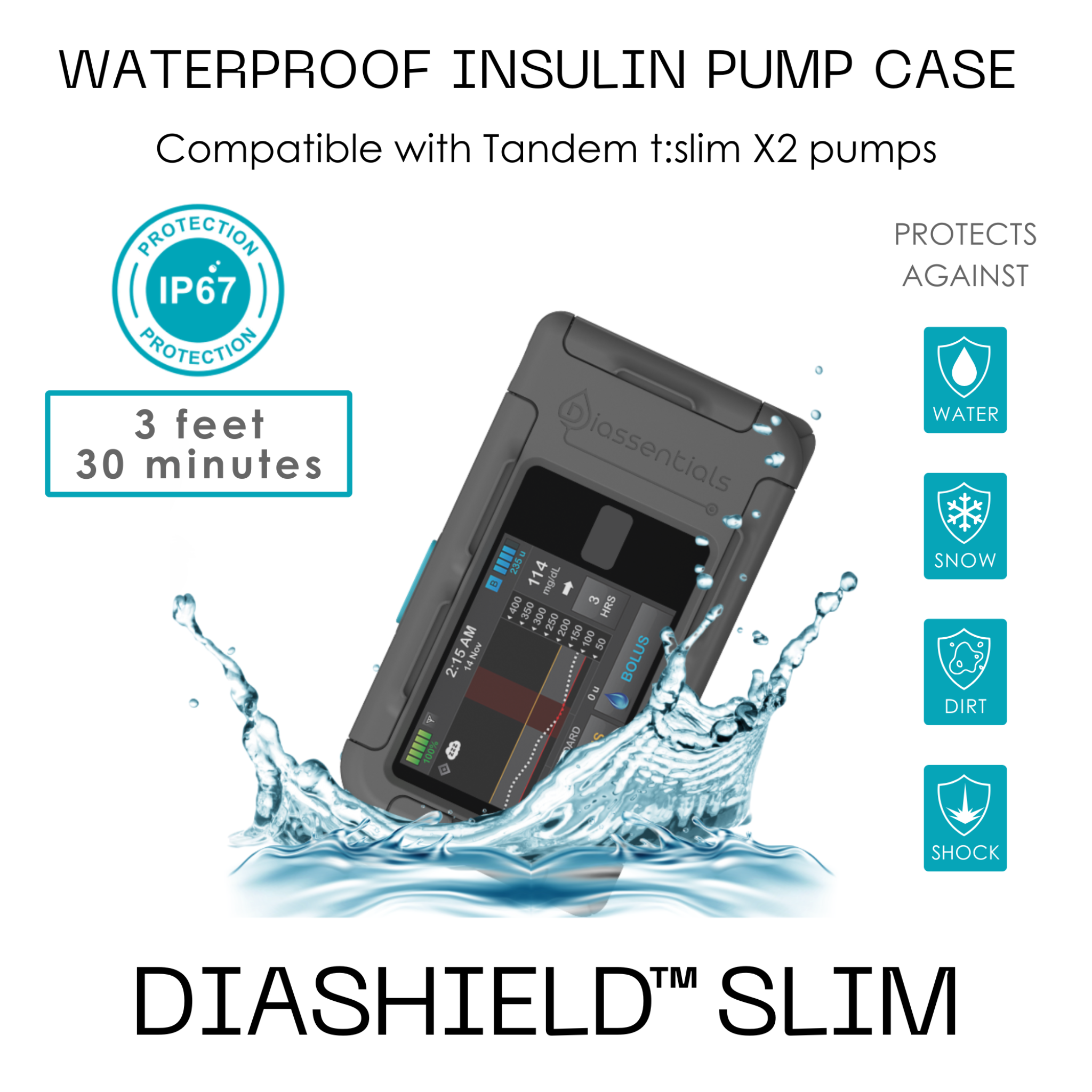 DiaShield - Slim: Waterproof Insulin Pump Case for Tandem T:Slim X2 by ...