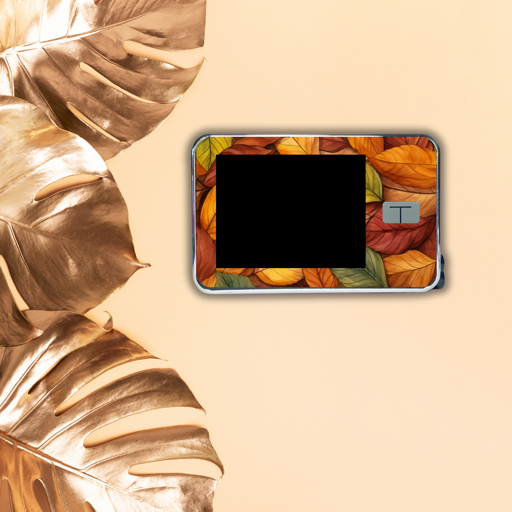 Colorful Fall Leaves on Gold BG