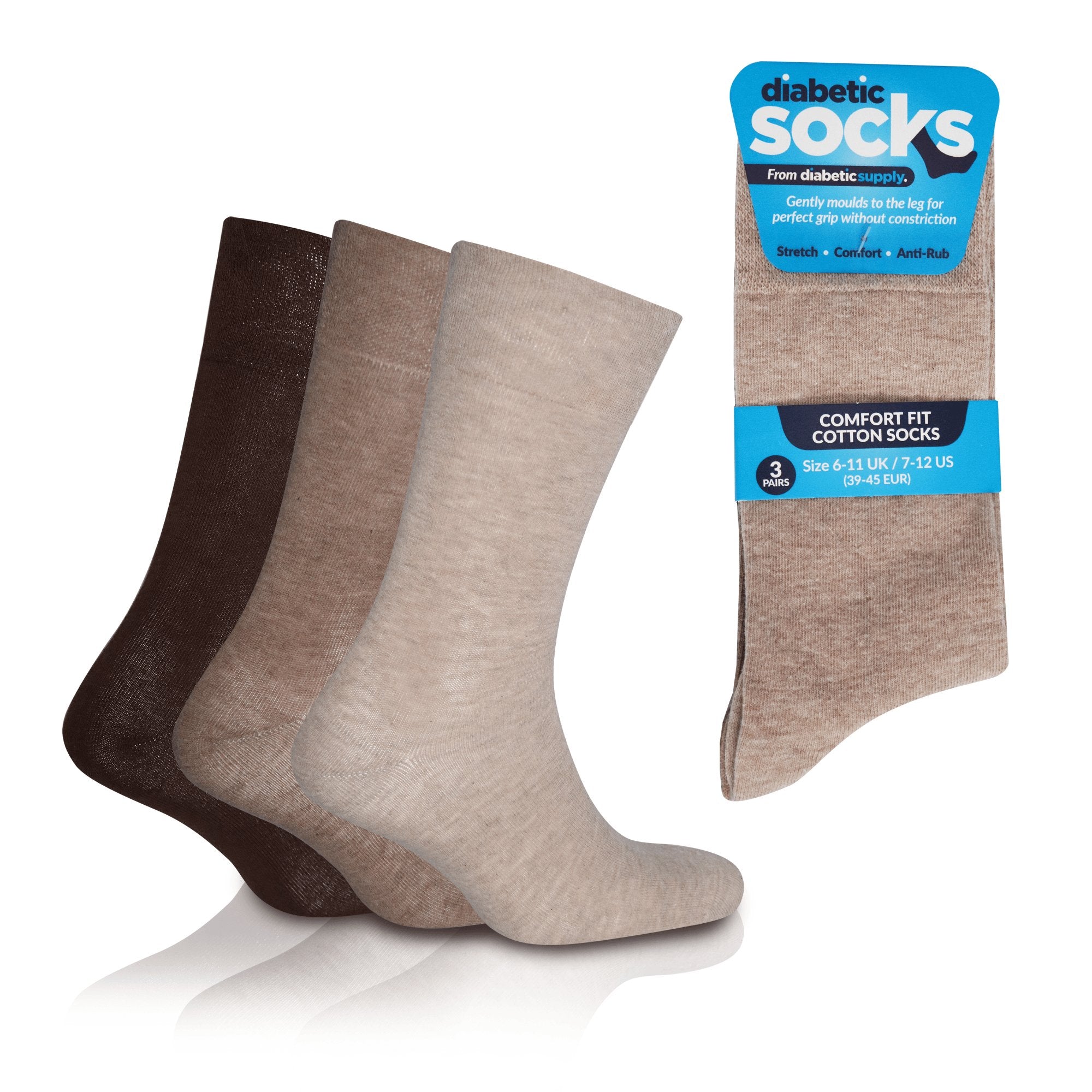 Sock Shop Gentle Grip Diabetic Non Elastic Socks Ladies 3 Pairs