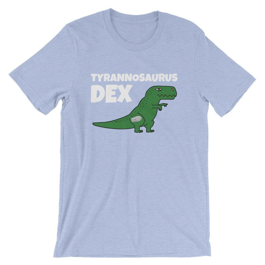 Dia-Be-Tees Tyrannosaurus Dex T-Rex Dexcom Diabetes Short Sleeve Jersey T-Shirt with Tear Away Label - The Useless Pancreas