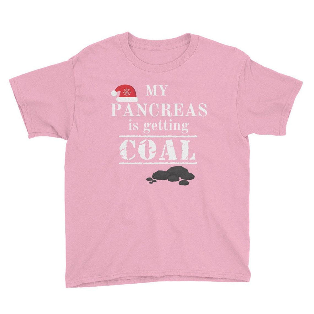 Dia-Be-Tees My Pancreas is getting Coal Diabetes T1D Youth Short Sleeve T-Shirt - The Useless Pancreas