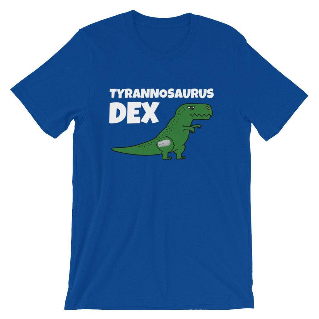 Dia-Be-Tees Tyrannosaurus Dex T-Rex Dexcom Diabetes Short Sleeve Jersey T-Shirt with Tear Away Label - The Useless Pancreas