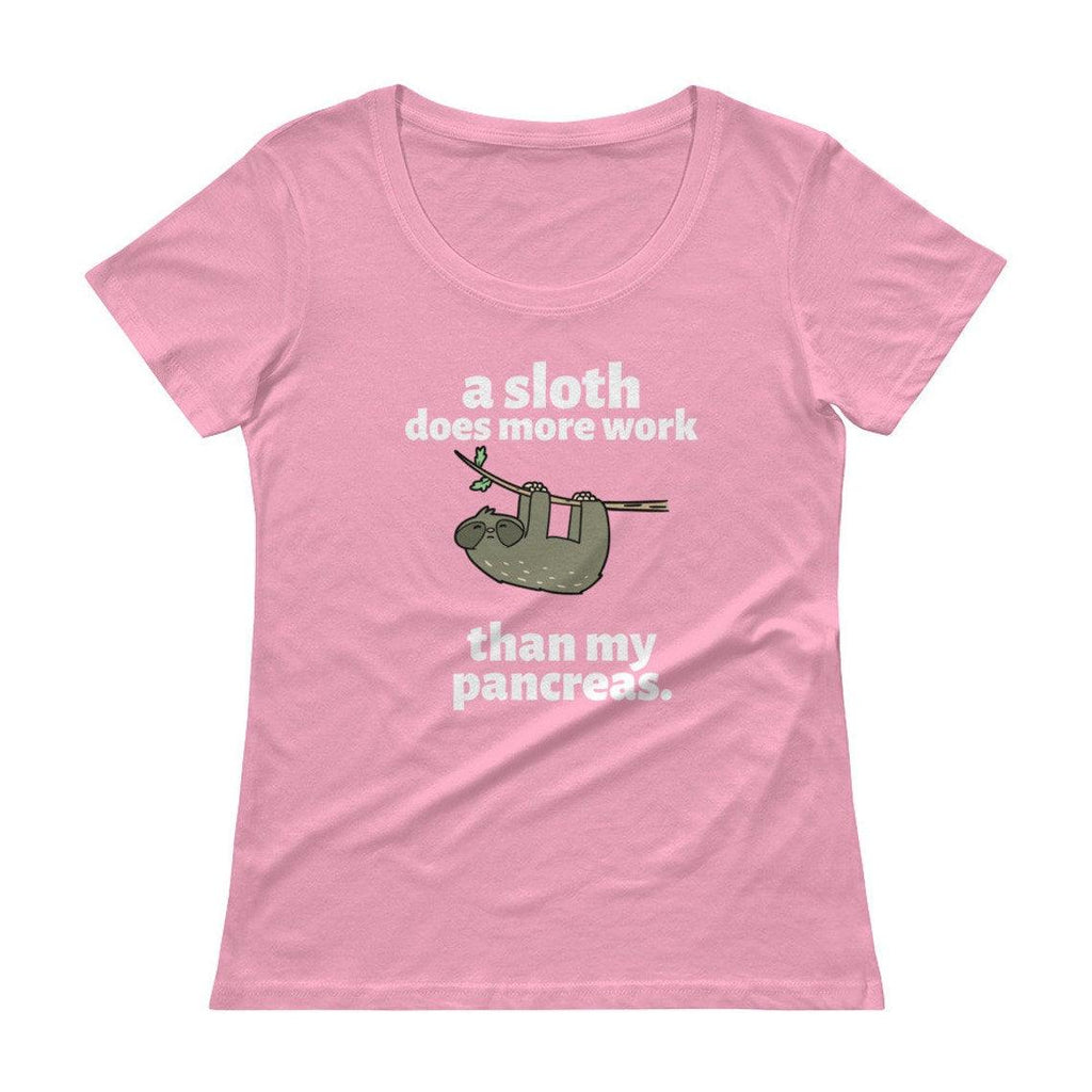 Dia-Be-Tees A sloth does more work than my pancreas Ladies' Scoopneck T-Shirt - The Useless Pancreas
