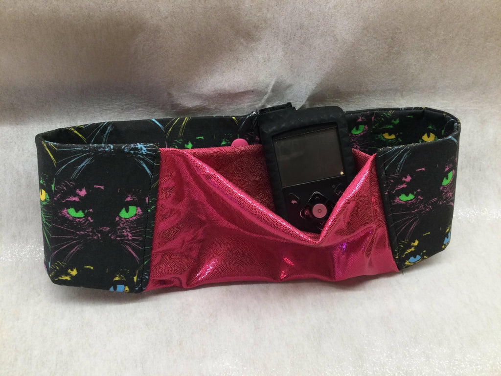 Hot pink Cat insulin pump band by DazzlingPumpPouches - The Useless Pancreas