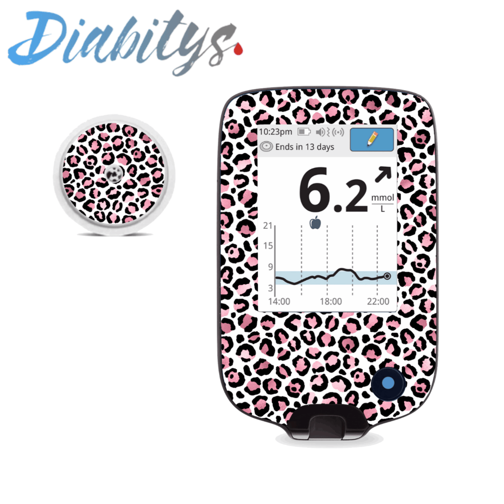 Freestyle Libre/Libre 2 Reader and 1 Sensor Sticker - White & Pink Leopard - The Useless Pancreas