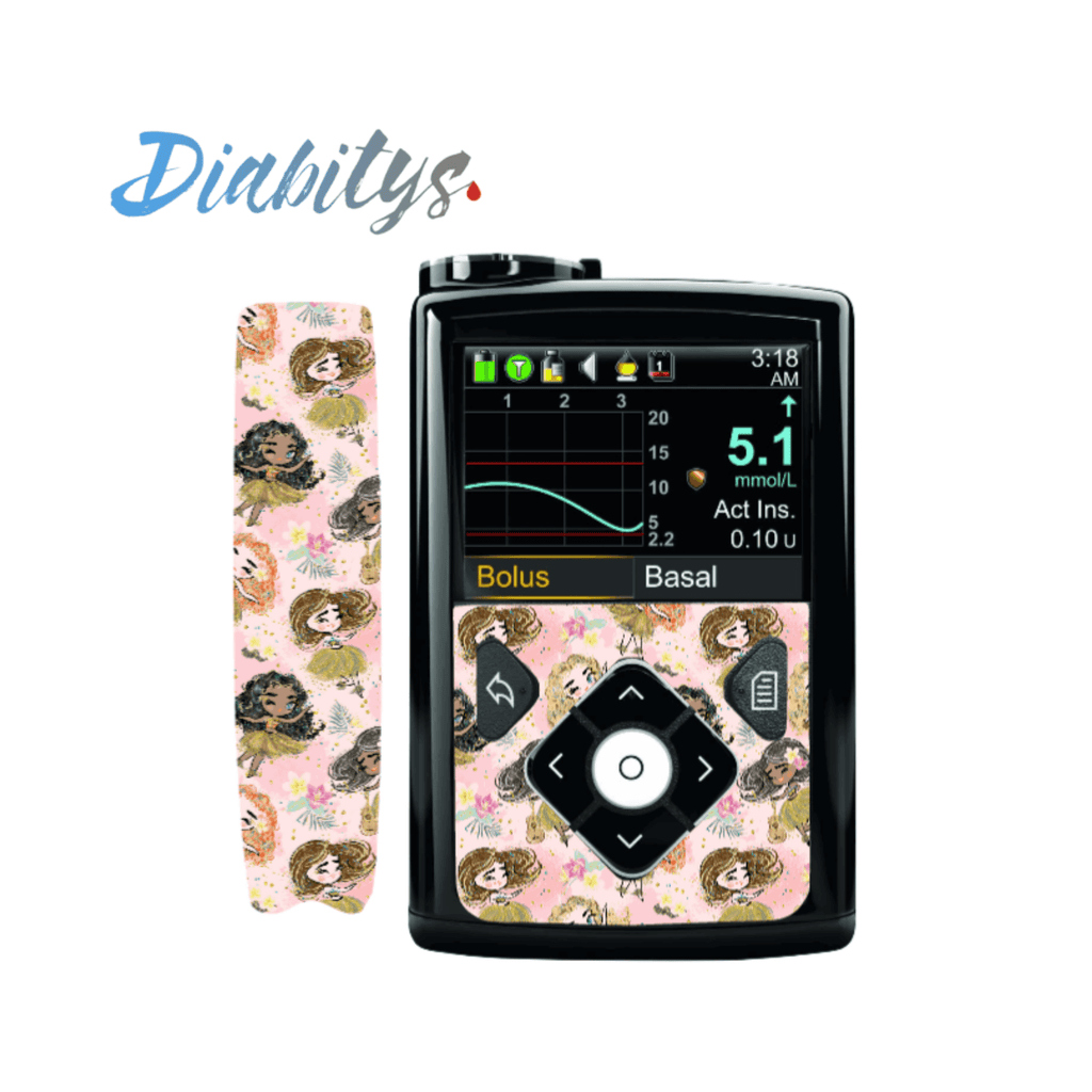 Medtronic 640g, 670g or 780g Insulin Pump Front & Clip Sticker - Tropical Girls Pink - The Useless Pancreas