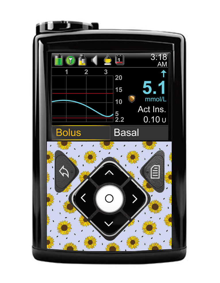 ETC & Organising Chaos Medtronic Button Panel Sticker (Sunflower Power) - The Useless Pancreas