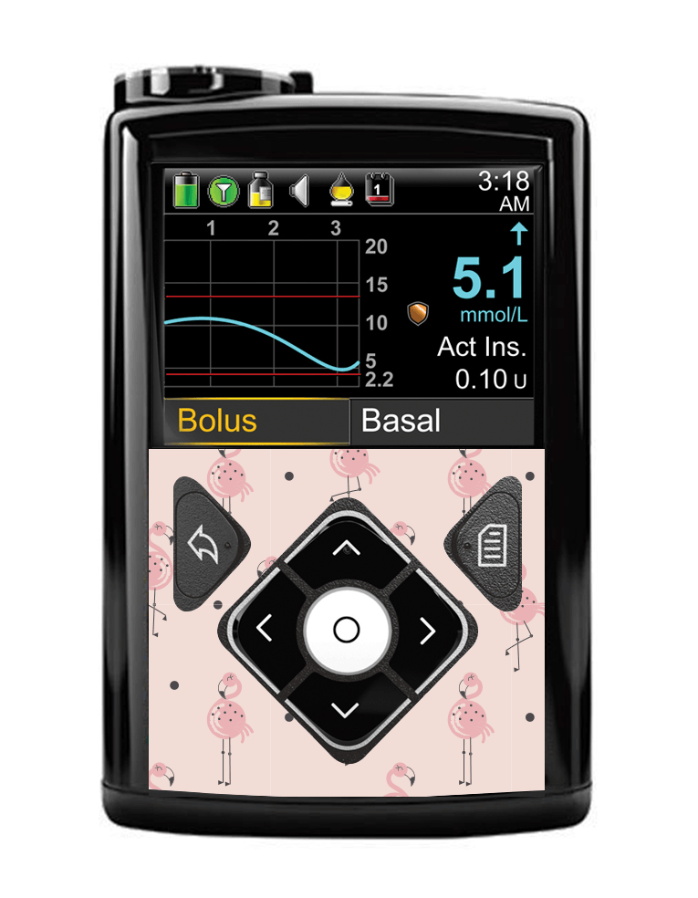 Medtronic 640G/670G Button Panel Sticker (Fancy Flamingos) - The Useless Pancreas