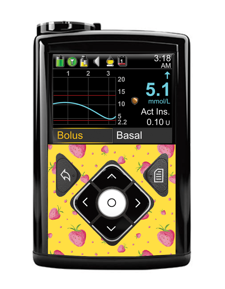 Medtronic 640G/670G Button Panel Sticker (Strawberry Patch) - The Useless Pancreas