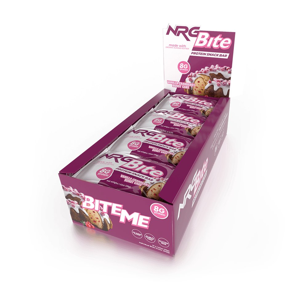 NRG Bite Vanilla Cranberry Bundt Cake Protein Snack Bars - The Useless Pancreas