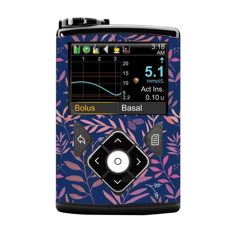 Medtronic 640/670/780G Pump Sticker (Navy Leaves) - The Useless Pancreas