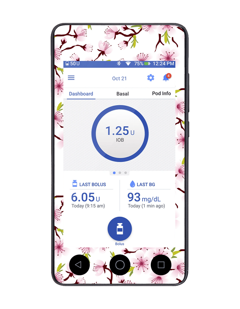 Omnipod DASH Cover (White Cherry Blossom) - The Useless Pancreas