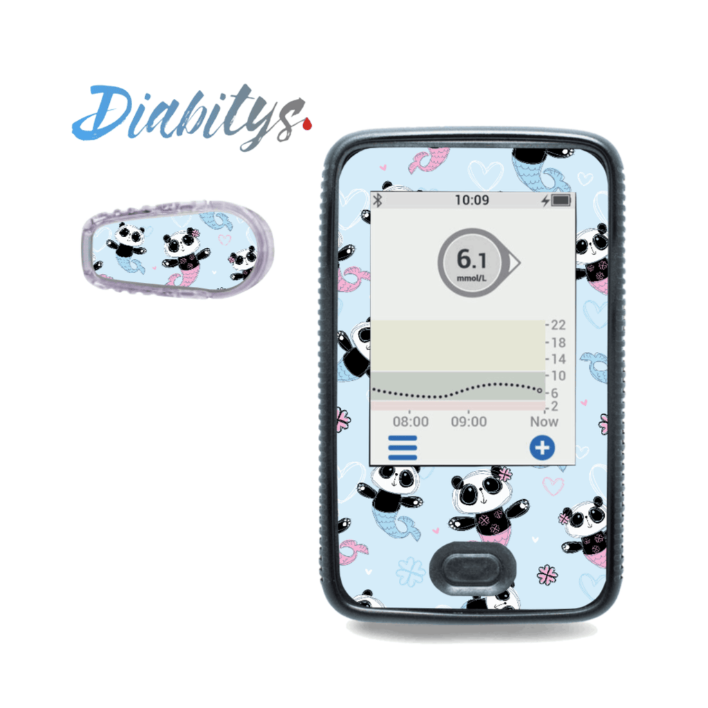 Dexcom G6 Receiver & 1 Transmitter Sticker - Panda Mermaid Blue - The Useless Pancreas