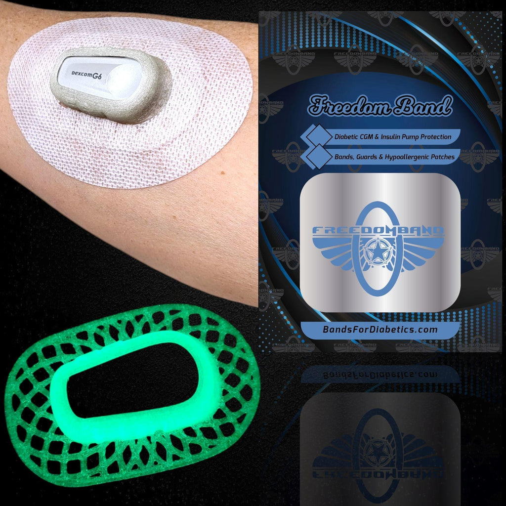 Mandala Edition : Dexcom G6 Reusable Infiniflex Sensor Patch Cover Dexcom G6 Sensor Covers Freedom Bands For Diabetics Green Glow-In-The-Dark Circular Awarness Free Sample : White Micro-woven