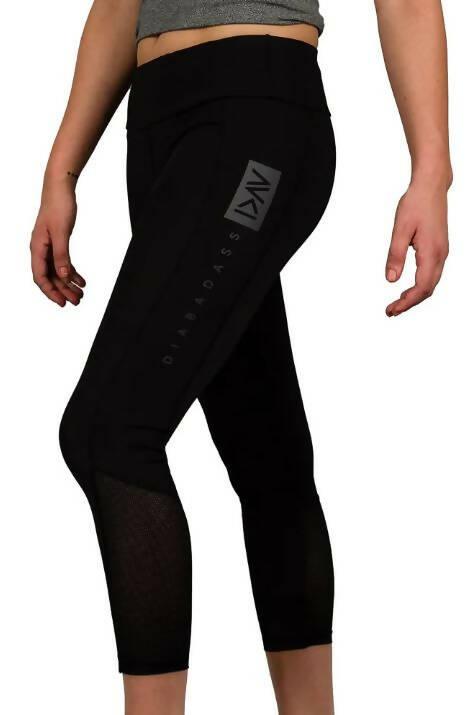 Diabadass Black Yoga Pants with Zipper Pocket and Mesh Detail - The Useless Pancreas