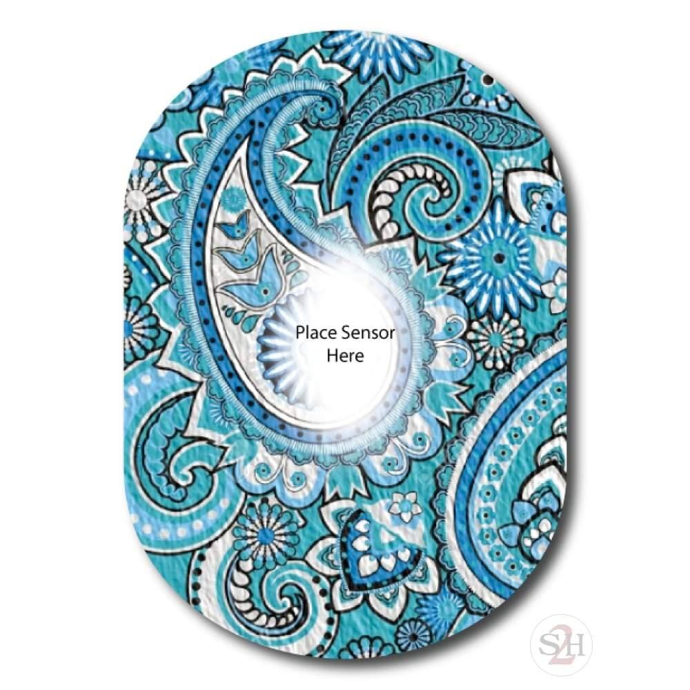 Blue Paisley Underlay Patch for Sensitive Skin - Dexcom G6