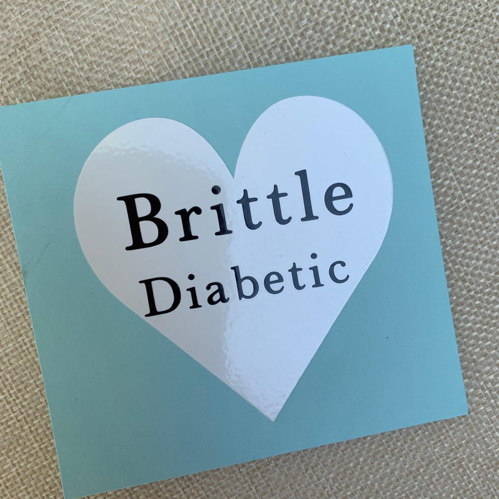 Brittle Diabetic heart decal. Emergency notice vinyl car decal.