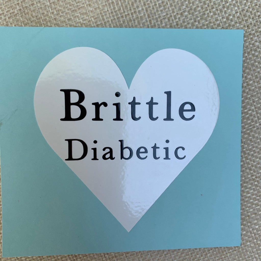 Brittle Diabetic heart decal. Emergency notice vinyl car decal.