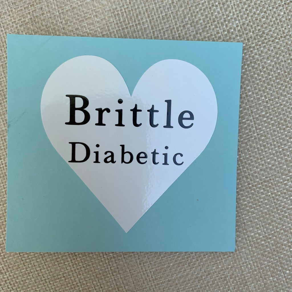 Brittle Diabetic heart decal. Emergency notice vinyl car decal.