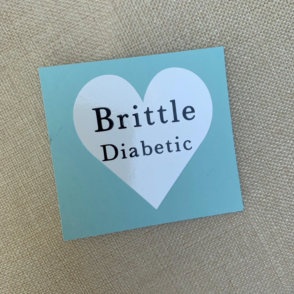 Brittle Diabetic heart decal. Emergency notice vinyl car decal.