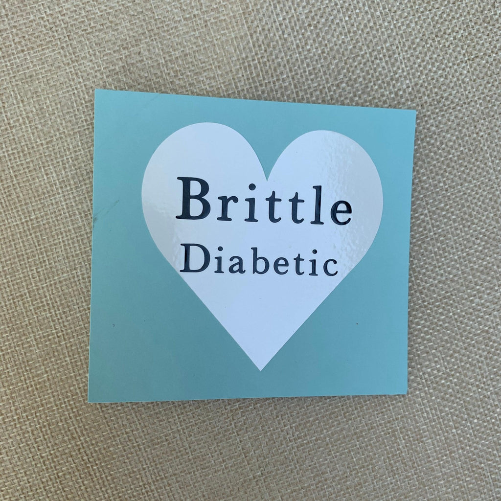 Brittle Diabetic heart decal. Emergency notice vinyl car decal.