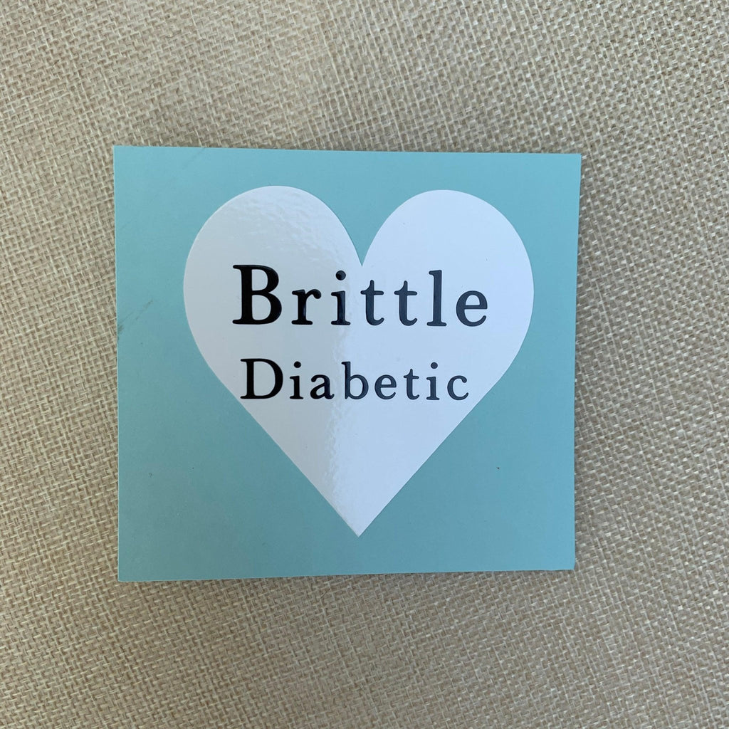 Brittle Diabetic heart decal. Emergency notice vinyl car decal.