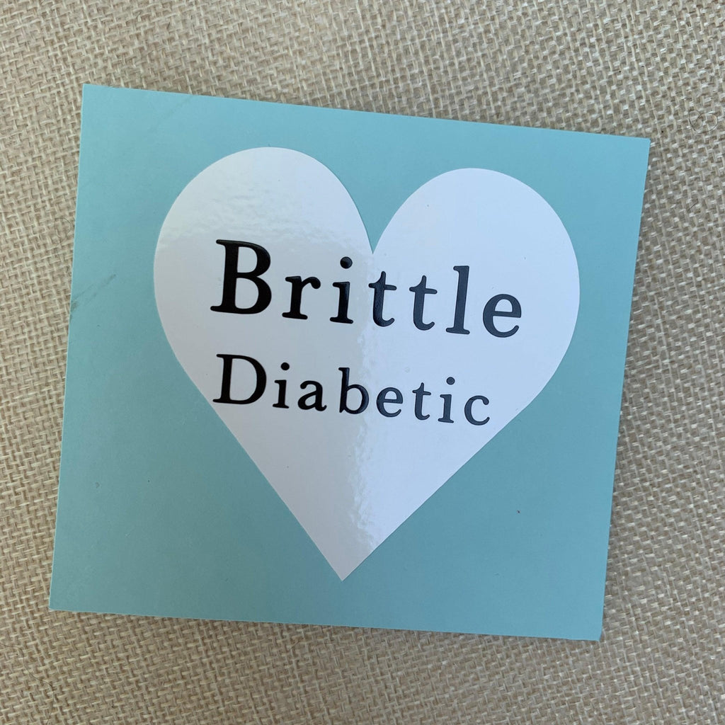 Brittle Diabetic heart decal. Emergency notice vinyl car decal.