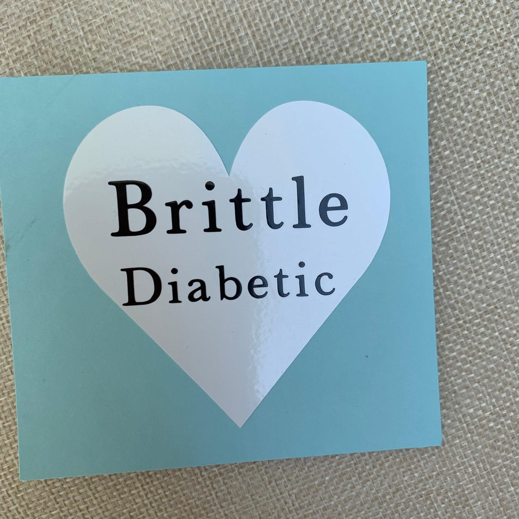 Brittle Diabetic heart decal. Emergency notice vinyl car decal.