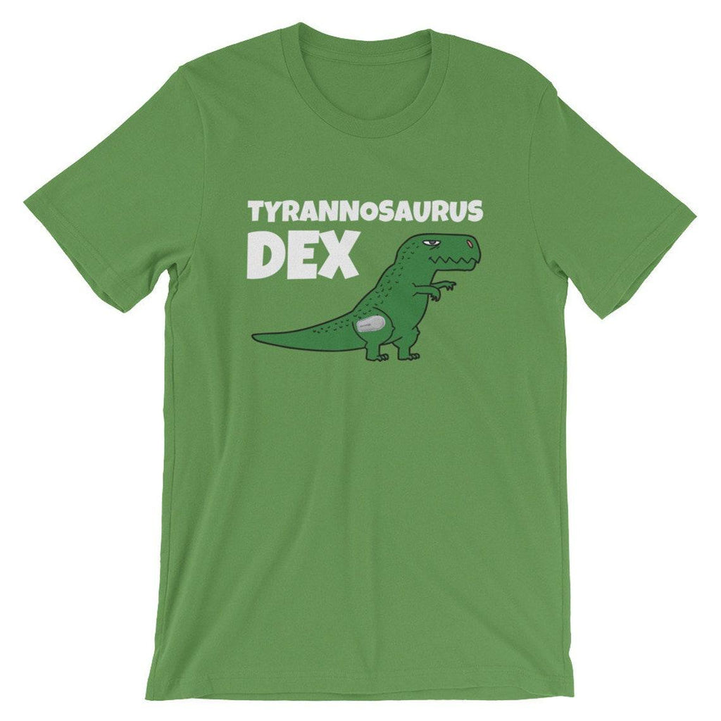 Dia-Be-Tees Tyrannosaurus Dex T-Rex Dexcom Diabetes Short Sleeve Jersey T-Shirt with Tear Away Label - The Useless Pancreas