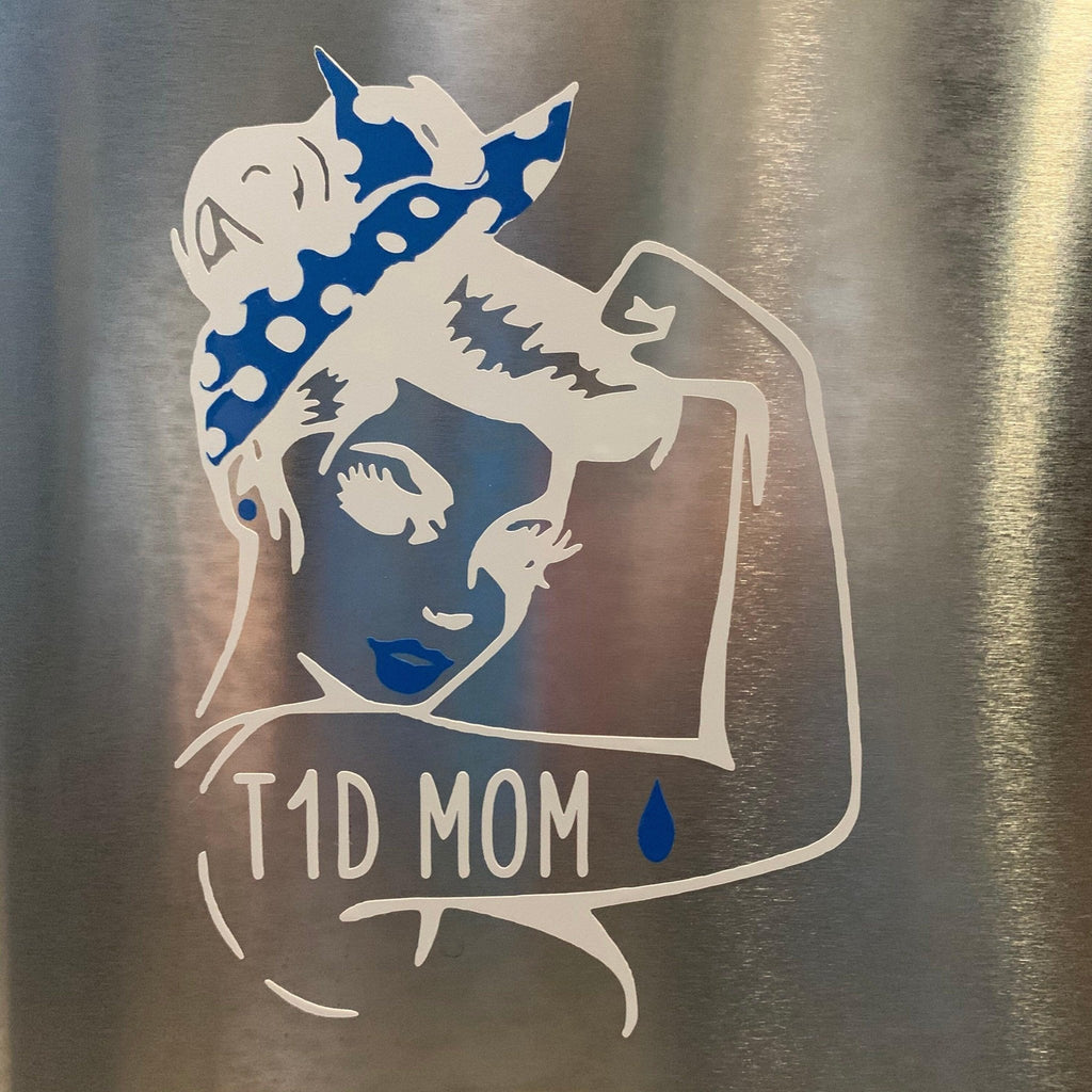 Car Decals Type 1 Rosie the Riveter, Large decal, T1D Warrior, Type 1 Diabetic, T1D Mom, T1D Sister, T1D Wife, Women Empower Women decal,