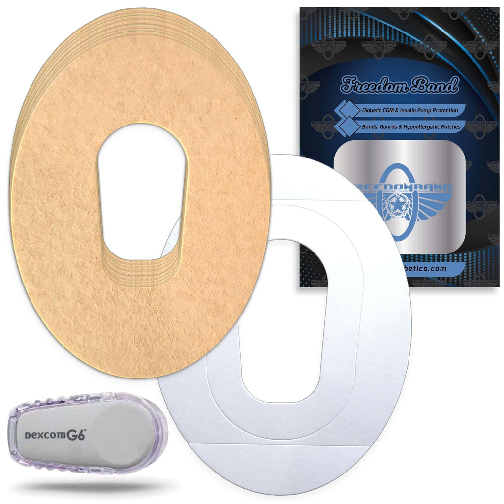 Dexcom G6 3.75x4" Inch Overlay Adhesive Patch Only : Tan Waterproof Non-latex by Freedom Band