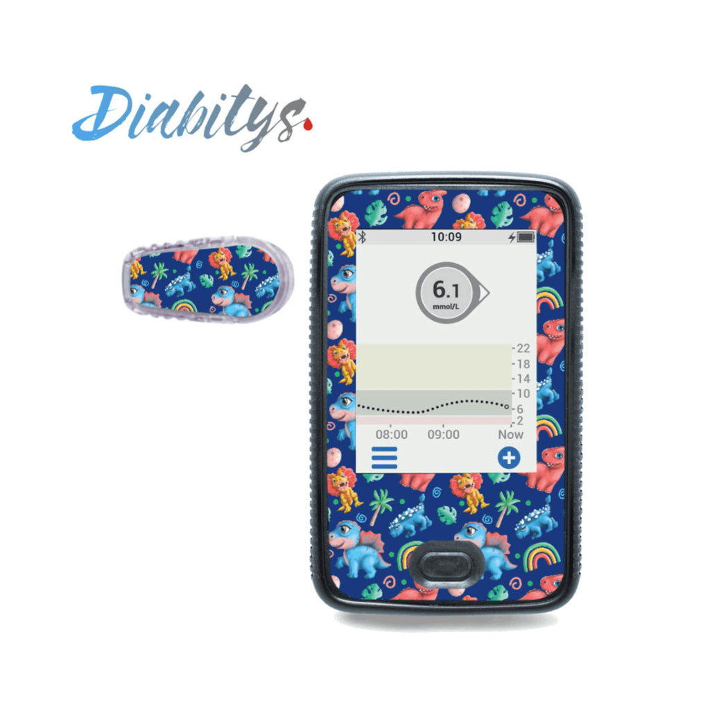 Dexcom G6 Receiver & 1 Transmitter Sticker - Baby Dinos Blue