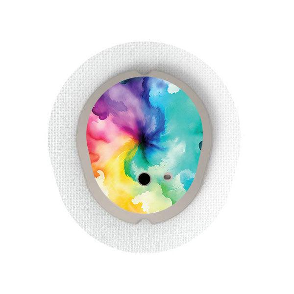 Dexcom G7 transmitter sticker: Tie dye watercolor - The Useless Pancreas