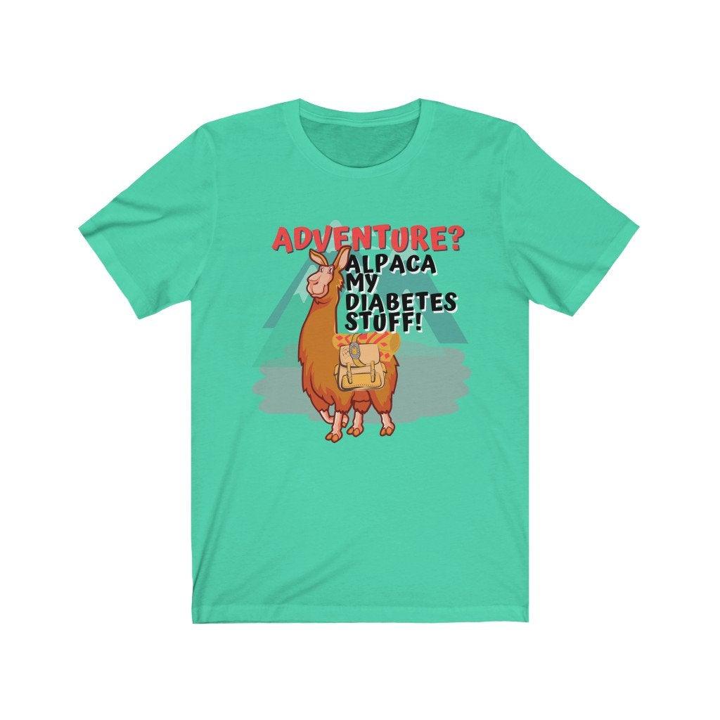 Dia-Be-Tees Adventure Alpaca Diabetes Unisex Jersey Short Sleeve Tee - The Useless Pancreas