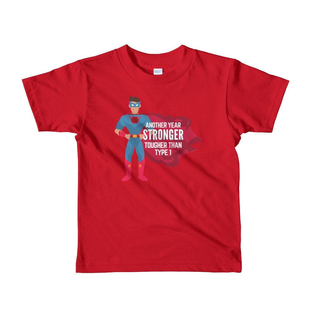 Dia-Be-Tees Another Year Stronger Diaversary T1D Short sleeve kids t-shirt - The Useless Pancreas