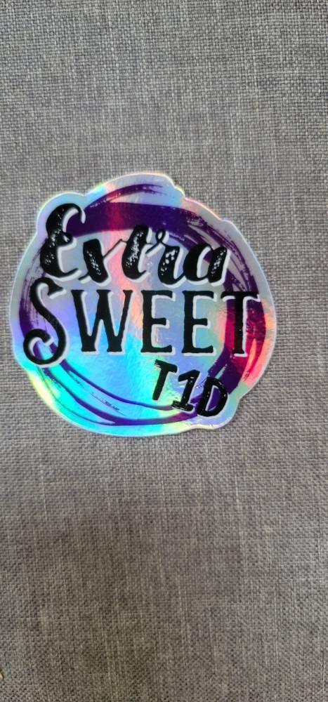 Dia-Be-Tees Extra Sweet T1D holographic sticker - The Useless Pancreas