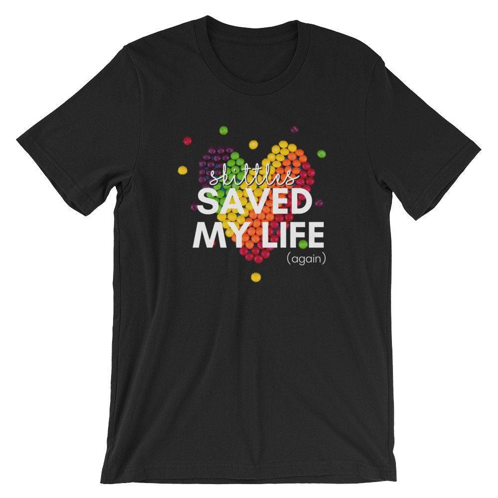 Dia-Be-Tees Skittles Saved My Life Diabetes Short-Sleeve Unisex T-Shirt - The Useless Pancreas