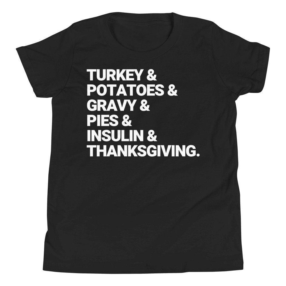 Dia-Be-Tees Thanksgiving Turkey T1D Youth Short Sleeve T-Shirt - The Useless Pancreas