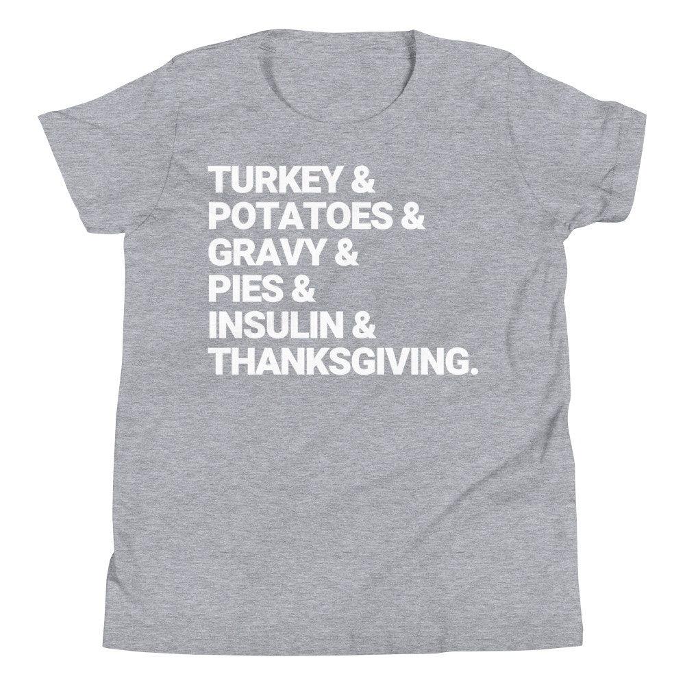 Dia-Be-Tees Thanksgiving Turkey T1D Youth Short Sleeve T-Shirt - The Useless Pancreas