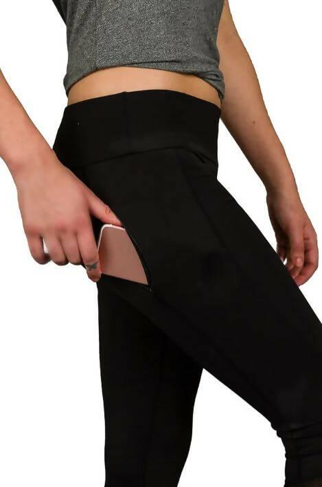 Diabadass Black Yoga Pants with Zipper Pocket and Mesh Detail - The Useless Pancreas