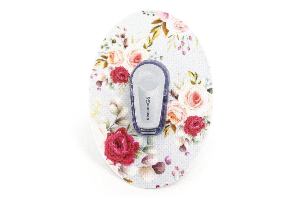 Elegant Roses Patch CGM patch cover for Dexcom, Freestyle Libre, Omnipod.