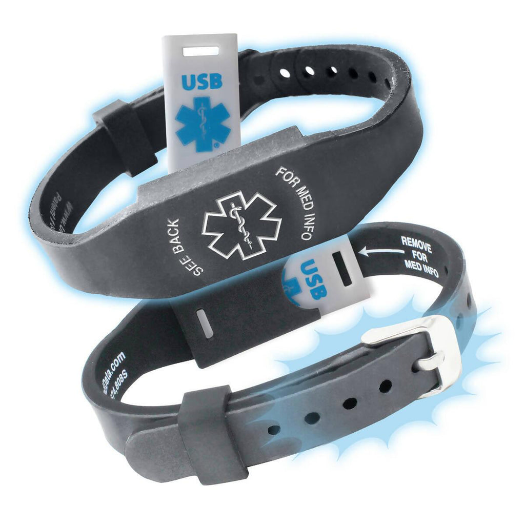 Elite II USB Medical Alert ID Bracelet. Waterproof! 5 Colors - The Useless Pancreas