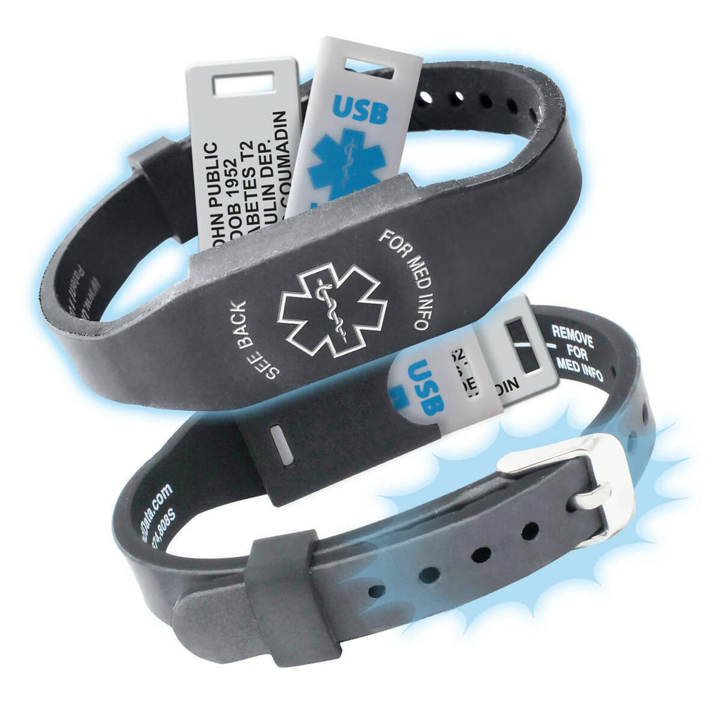 Elite II USB Plus Medical Alert ID Bracelet - Engraved - The Useless Pancreas