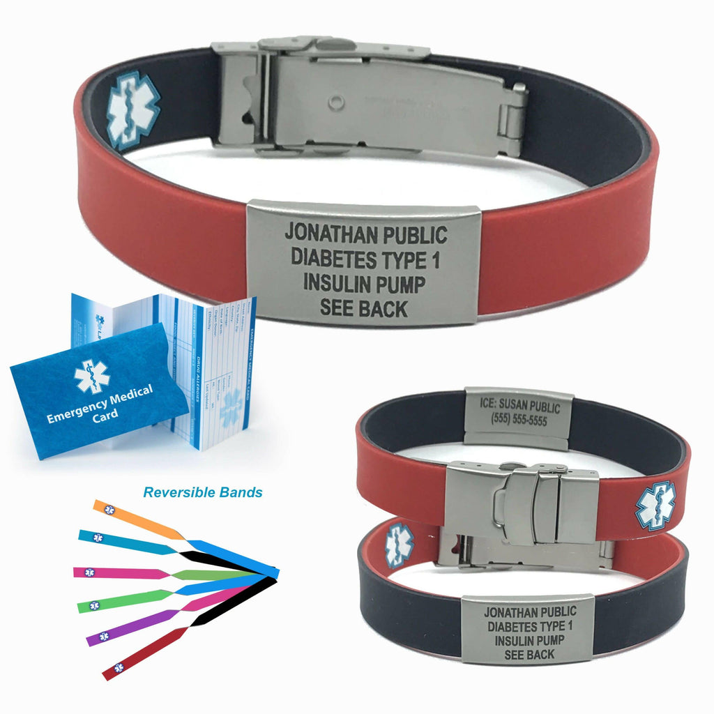 EpicBand Duo Reversible Medical Alert ID Bracelets – Free Custom Engraving - The Useless Pancreas