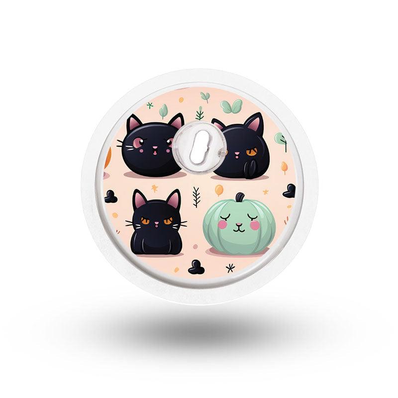 Freestyle Libre 3 sensor sticker: Halloween cats and pumpkins - The Useless Pancreas