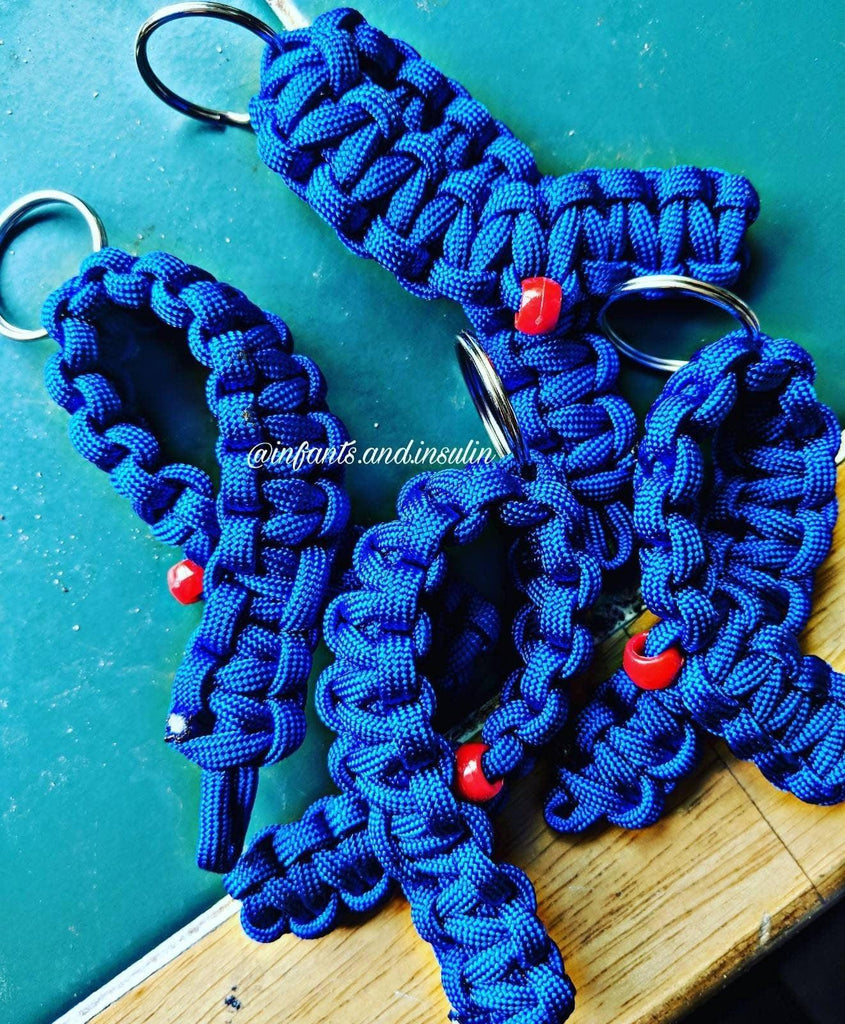 Diabetes Awareness Paracord Ribbon Keychains - Favor Diaversary Fundraiser Gifts 8 count - The Useless Pancreas