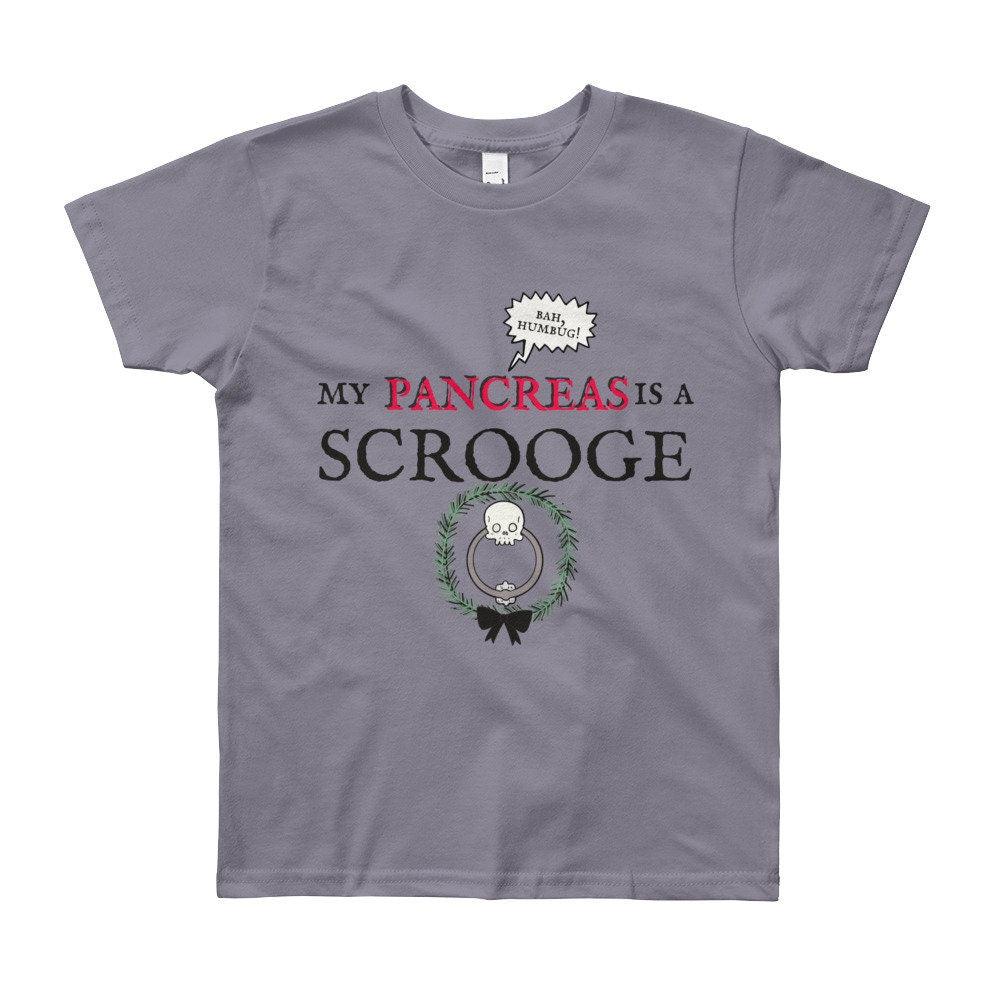 Dia-Be-Tees My Pancreas is a Scrooge Diabetes Youth Short Sleeve T-Shirt - The Useless Pancreas