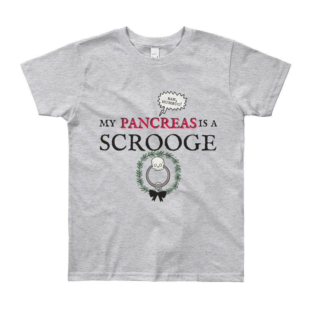 Dia-Be-Tees My Pancreas is a Scrooge Diabetes Youth Short Sleeve T-Shirt - The Useless Pancreas