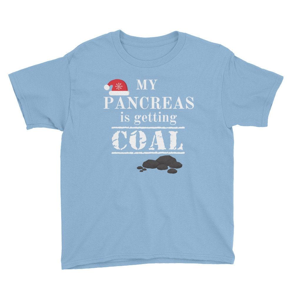 Dia-Be-Tees My Pancreas is getting Coal Diabetes T1D Youth Short Sleeve T-Shirt - The Useless Pancreas